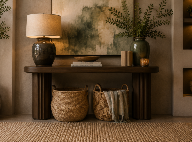 A space designed by an interior designer with complimenting furniture and furnishes