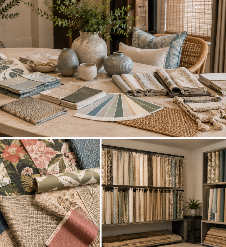 Cozy fabric and design showroom display
