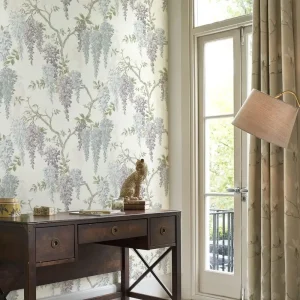 Wisteria Garden Pale Iris Wallpaper