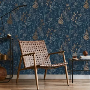 Organics Navy Wallpaper