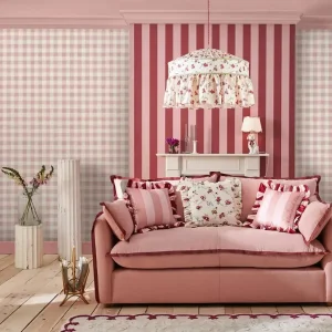 Painted Gingham Pink Wallpaper