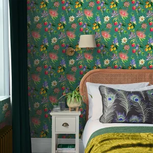 Physic Garden Teal Wallpaper