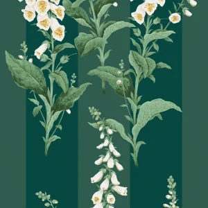 Foxglove Stripe Teal Wallpaper