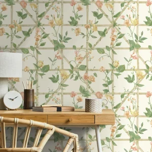Trailing Floral Trellis Orange Cream