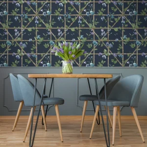Trailing Floral Trellis Navy