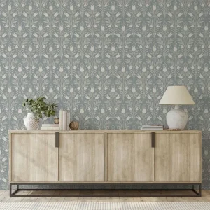 Heritage Tulip Wallpaper Chalky Blue