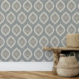 Odina Ikat Wallpaper Soft Blue