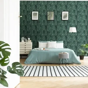 Palm Leaves Green Wallpaper