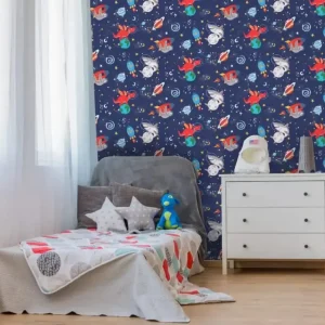 Space Animals Navy wallpaper