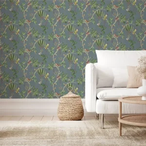 Hill Top Garden Wallpaper Slate Blue