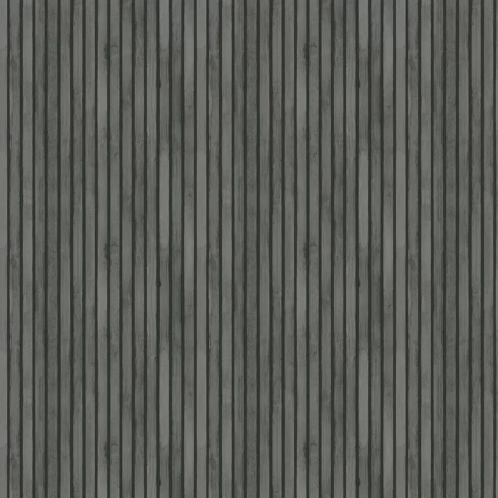 Wood Slats Charcoal Grey Wallpaper - Image 2