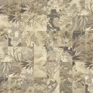 Dynasty Dark Grey / Beige Wallpaper