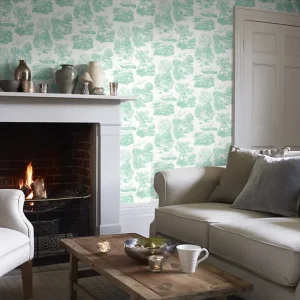 Eve Toile - Jade wallpaper