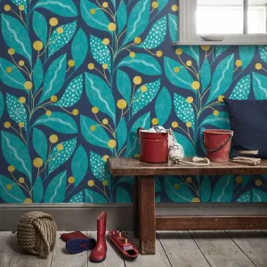Berry Dot - Ink & Azure Wallpaper