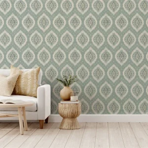Odina Ikat Wallpaper Seafoam