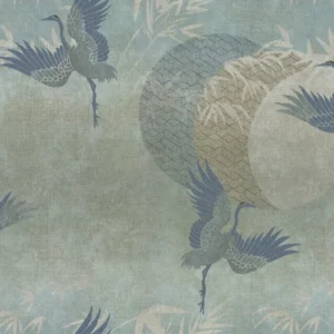 Zen Birds Wallpaper Blue