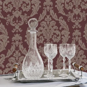 Silk Damask Burgandy / Light Brown