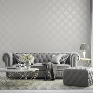 Medallion Damask Silver Grey