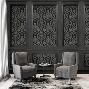 Silk Damask Black / Pewter
