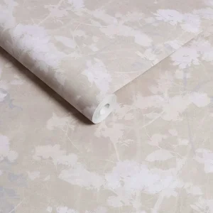 Flower Press - Stone Cream Wallpaper