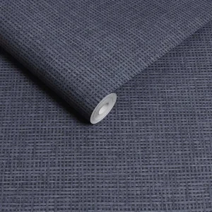 Rustic Weft - Denim Wallpaper