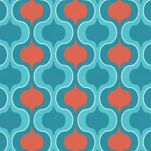 Retro Squeeze Teal / Orange Wallpaper