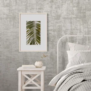 Distressed Plaster Beige / Silver Grey Wallpaper