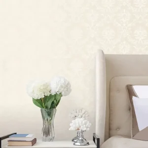 Damask Silk Wallpaper Ivory
