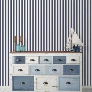 Narrow Navy Stripe Wallpaper