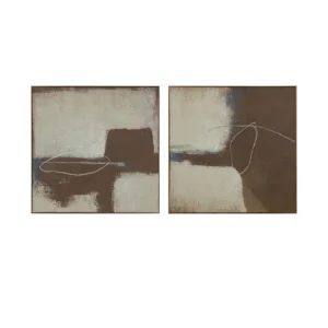Smudge and Line Wall Art Set of 2 in Hazel Cream