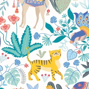 Samba Safari Cornflower Wallpaper