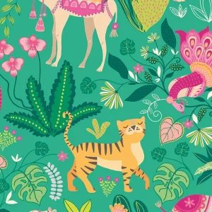 Samba Safari Emerald Twist Wallpaper